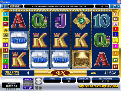 Avalon Video Slot Winning Screenshot